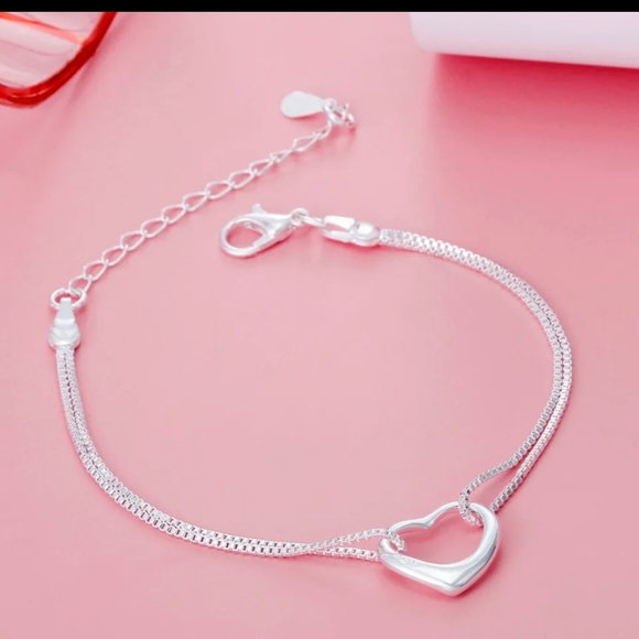 🆕📢📢Last Set Sterling Silver Floating ❤ Bracelet & Necklace Set. - Picture 2 of 7